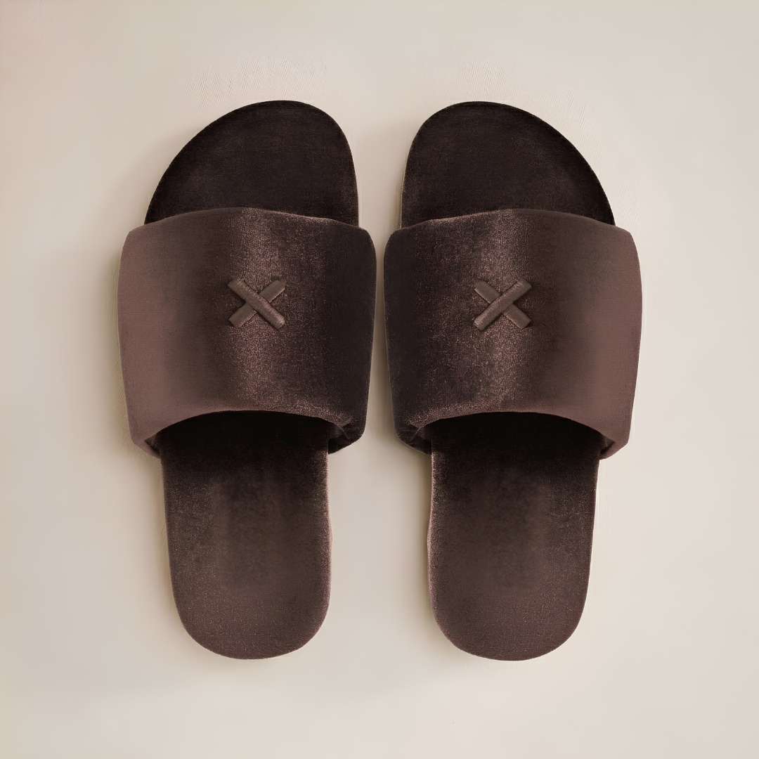 Men's Chocolate Brown Velvet House Slide