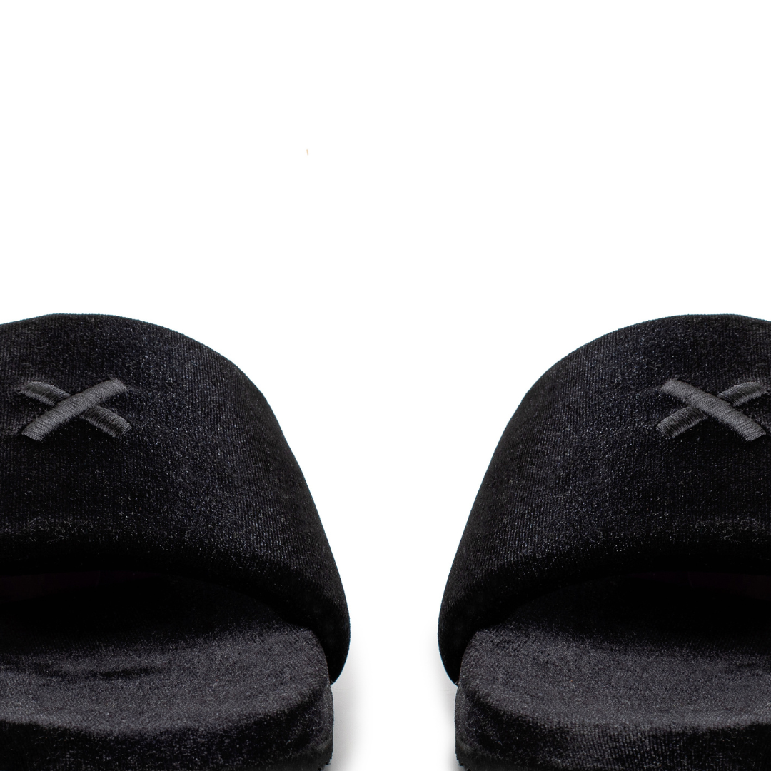 Men's Black Velvet House Slide