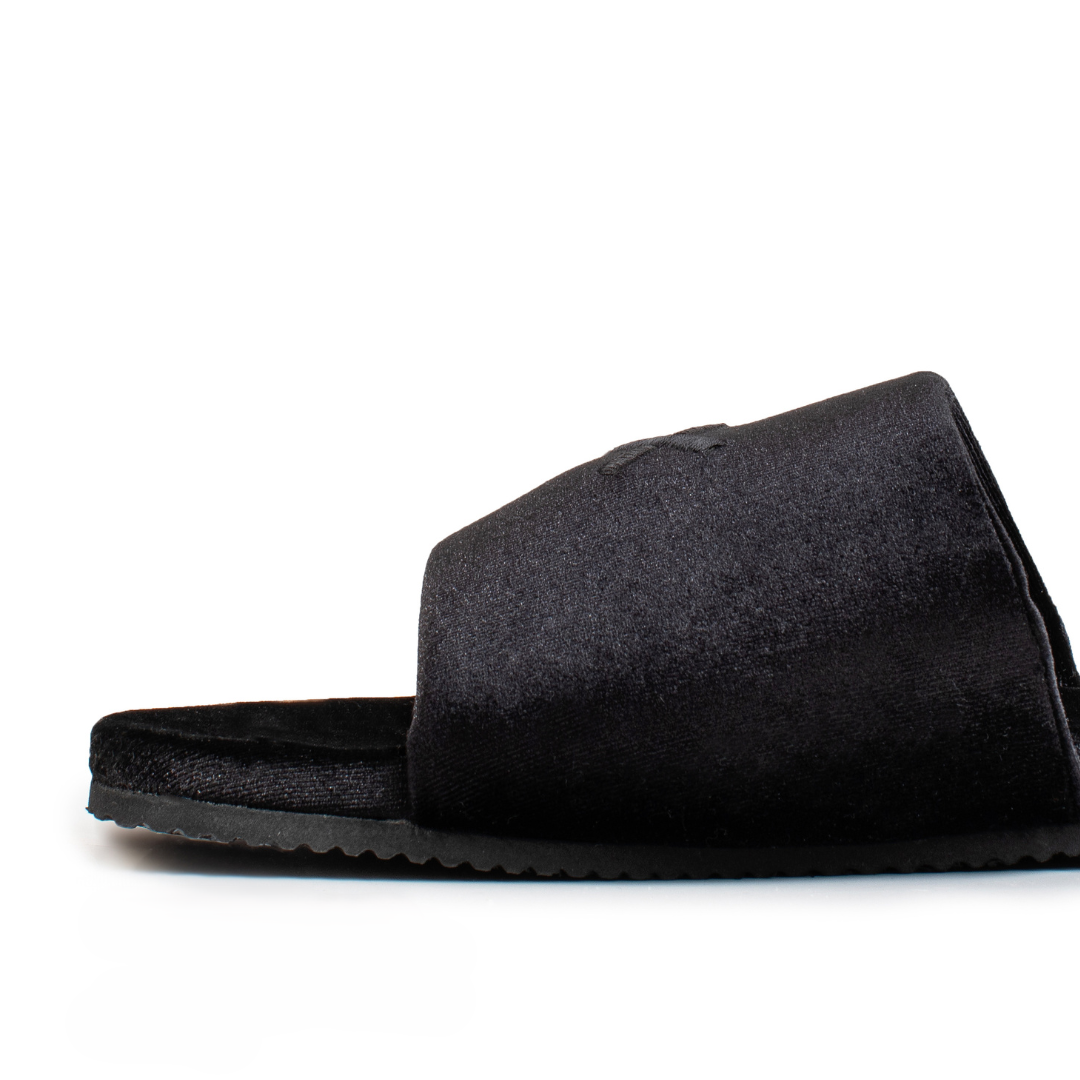 Men's Black Velvet House Slide