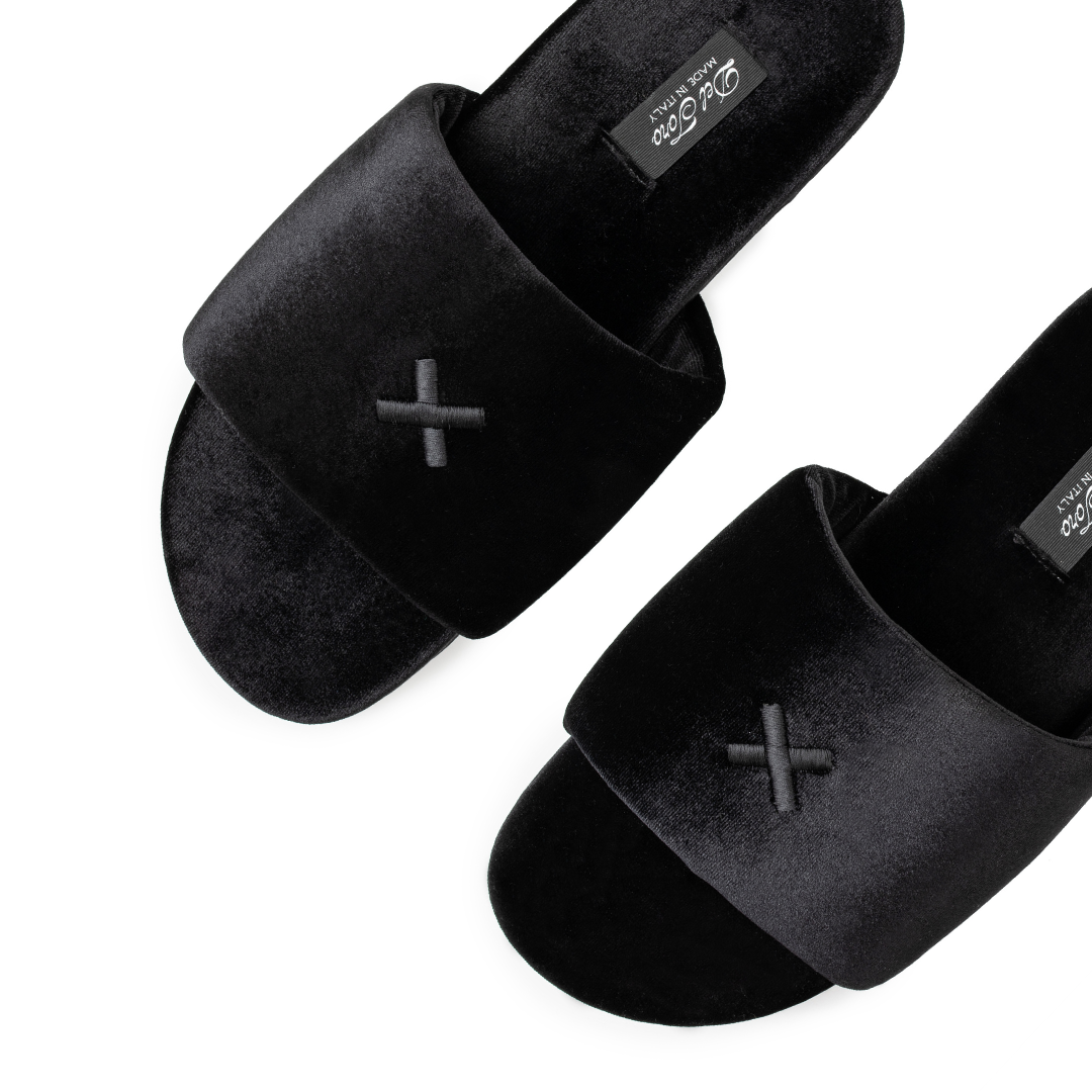Men's Black Velvet House Slide