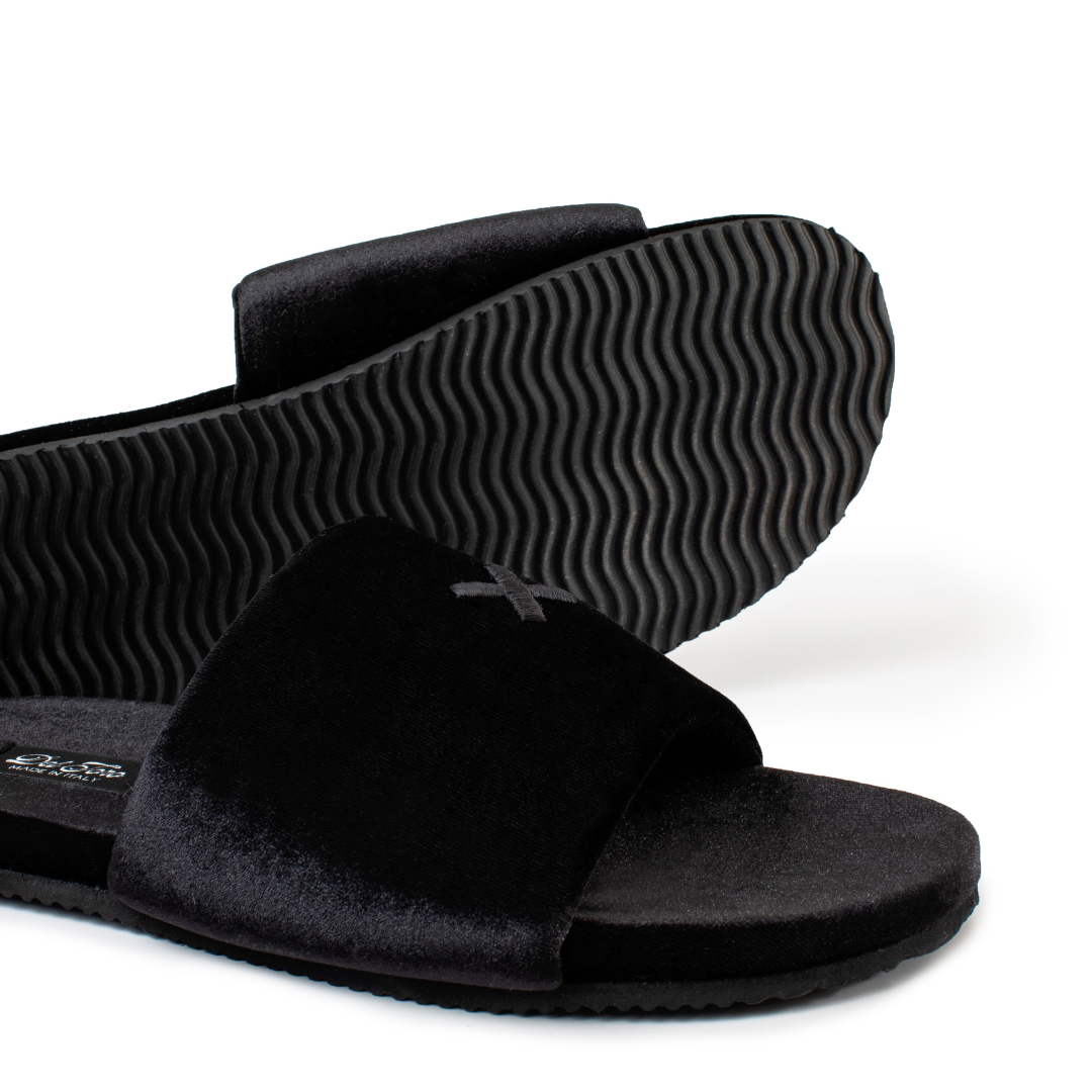 Men's Black Velvet House Slide