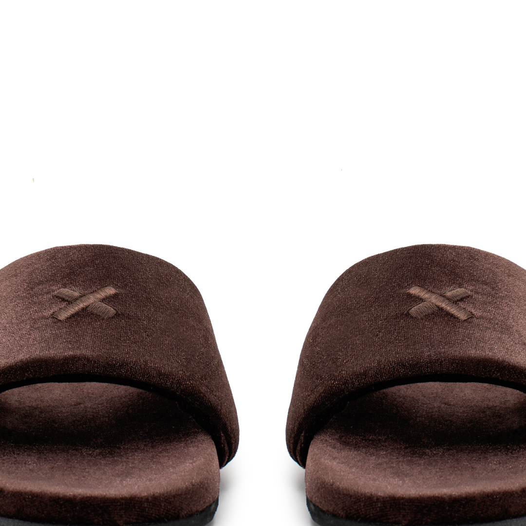 Men's Chocolate Brown Velvet House Slide