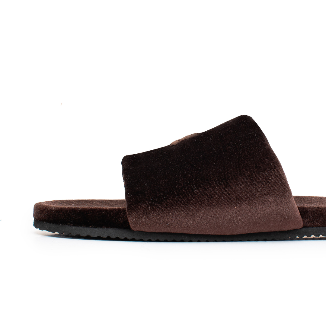 Men's Chocolate Brown Velvet House Slide
