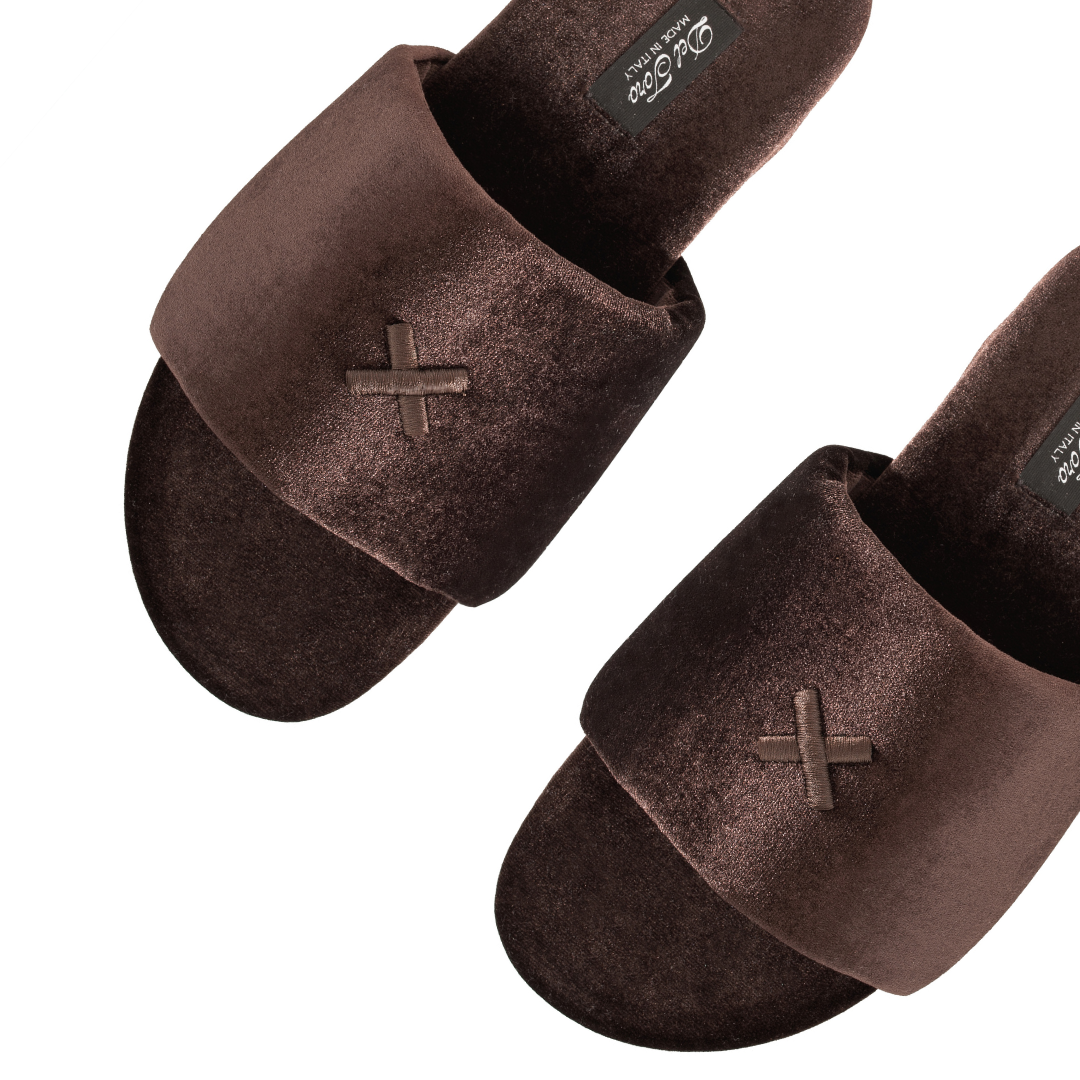 Men's Chocolate Brown Velvet House Slide