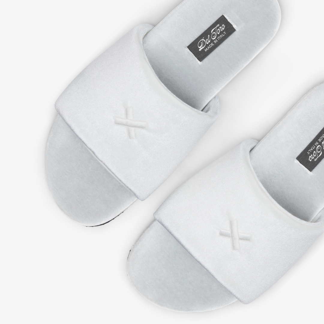 Men's Grigio & Cream Velvet House Slide