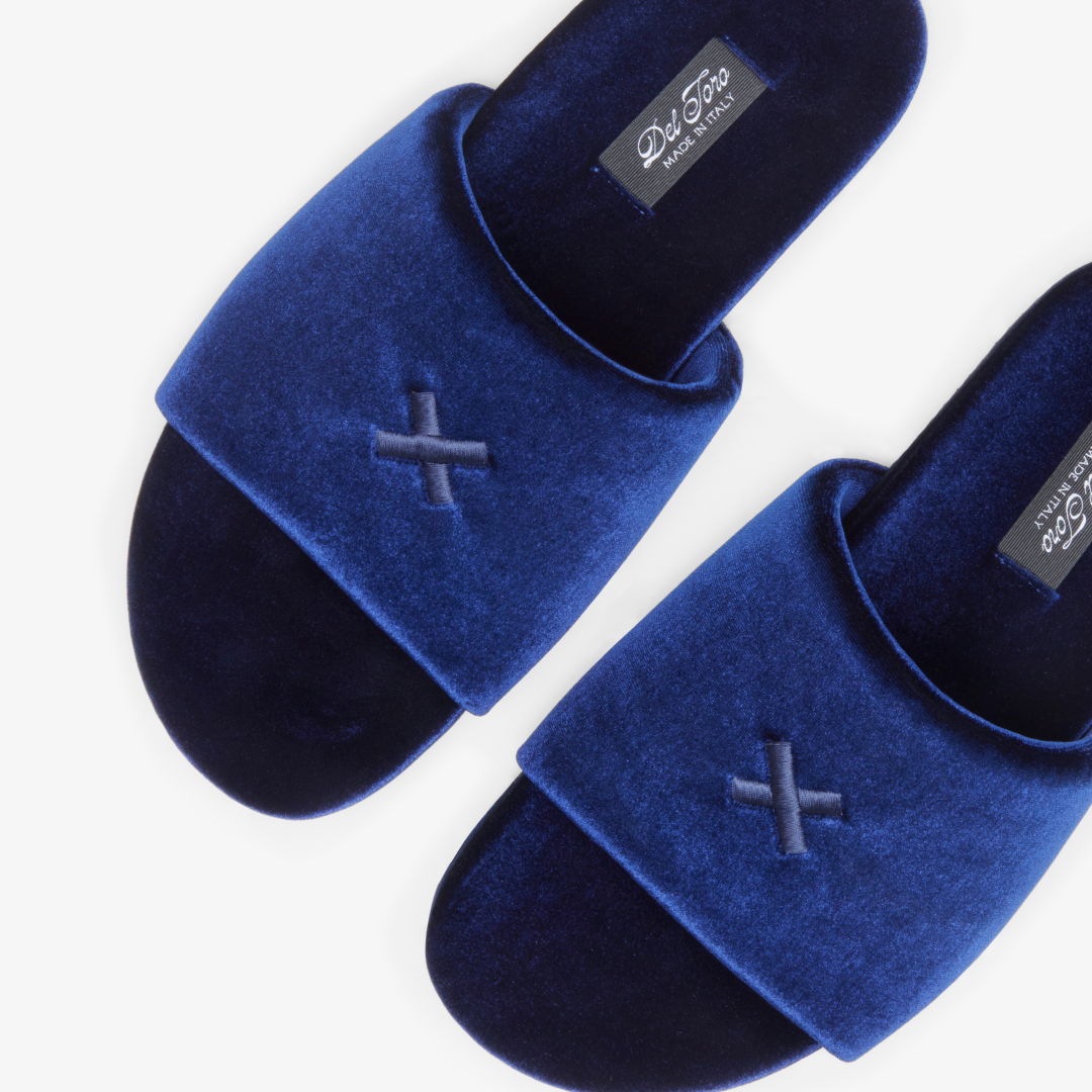 Men's Midnight Navy Velvet House Slide