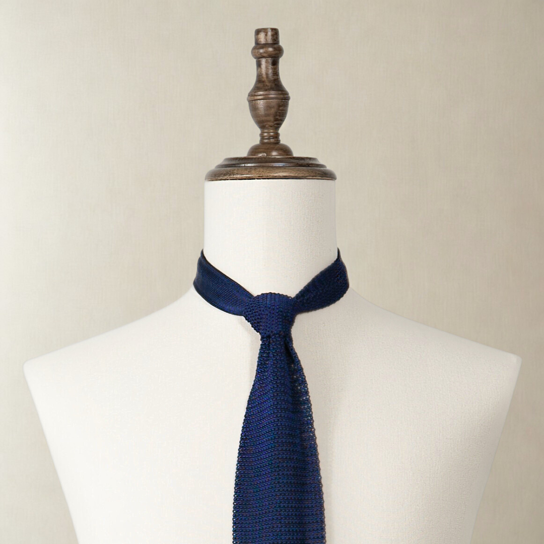 Silk Knit Tie - Navy