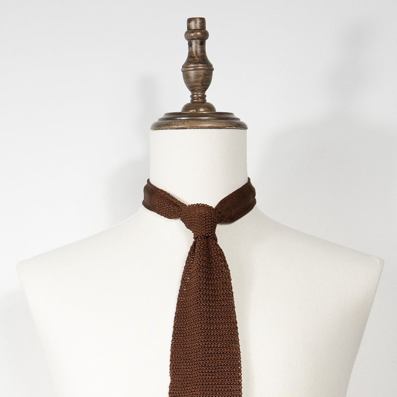Silk Knit Tie - Tobacco