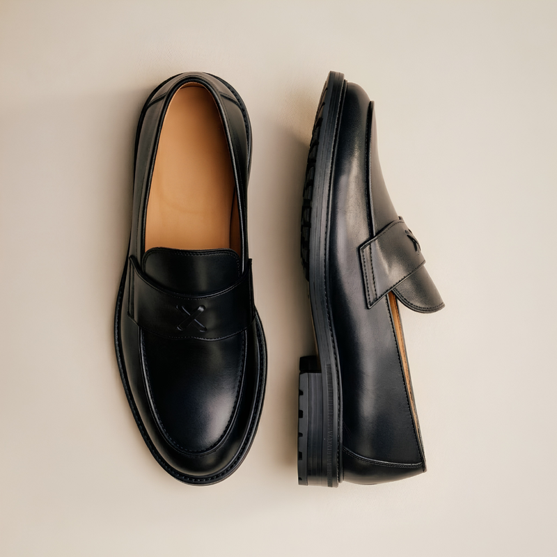 Men's Black Leather Lug Centesimo
