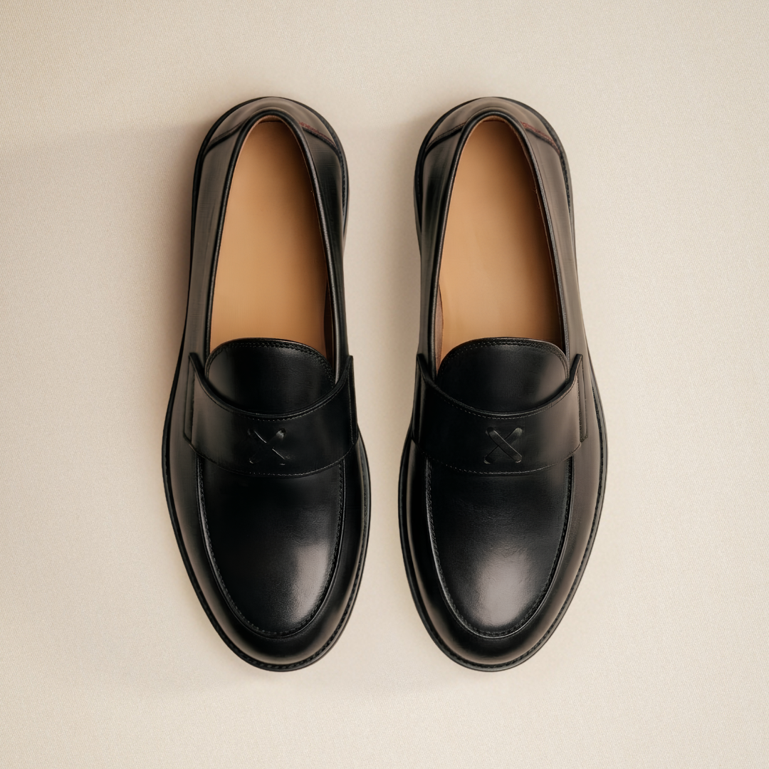 Men's Black Leather Lug Centesimo