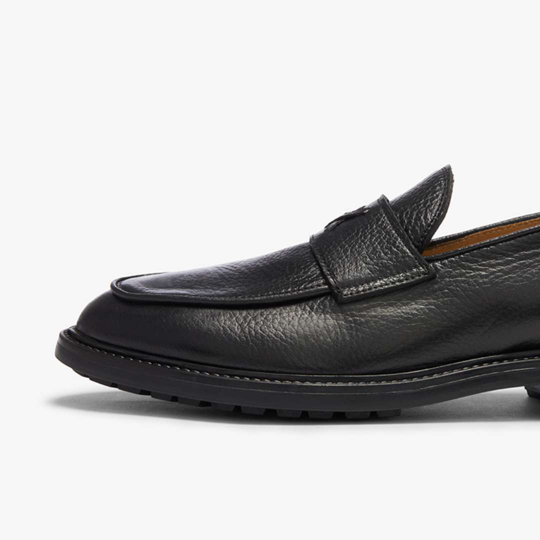 Men's Black Pebbled Leather Lug Centesimo