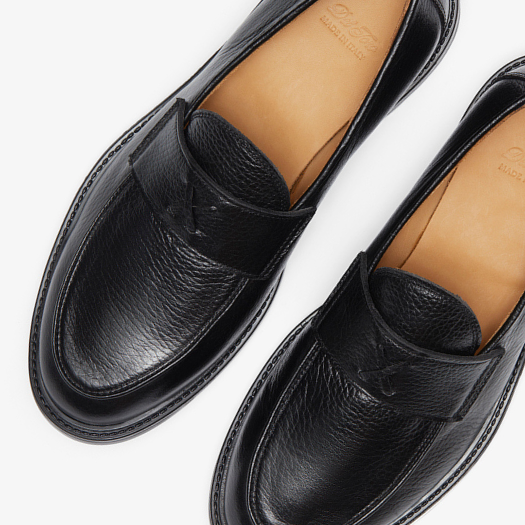 Men's Black Pebbled Leather Lug Centesimo