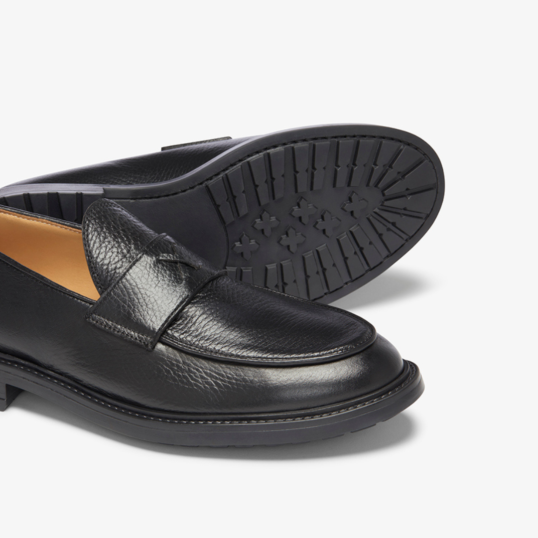 Men's Black Pebbled Leather Lug Centesimo