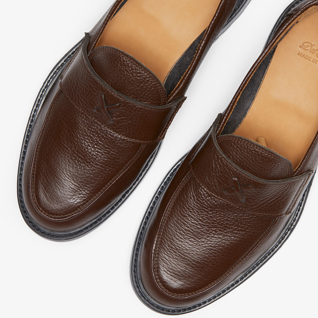 Men's Brown Pebbled Leather Lug Centesimo