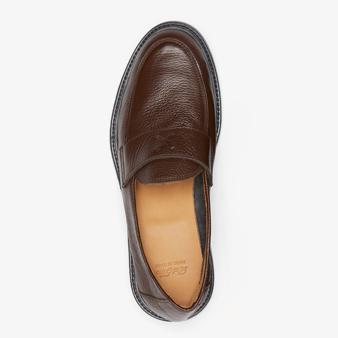 Men's Brown Pebbled Leather Lug Centesimo