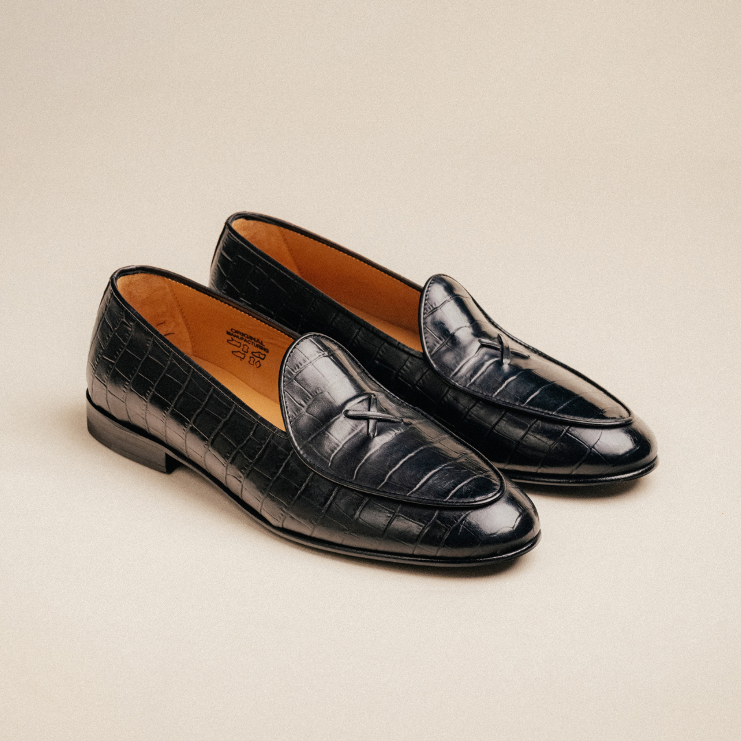Men's Black Full Croc Milano Loafer