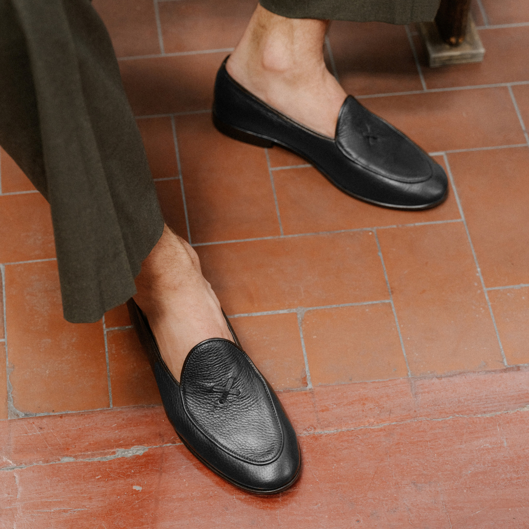Men's Black Deerskin Milano Loafer