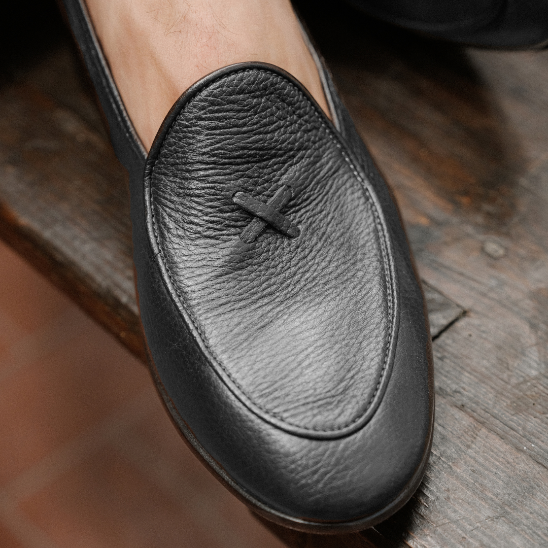 Men's Black Deerskin Milano Loafer