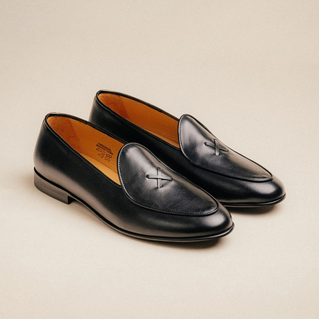 Men's Black Leather Milano Loafer