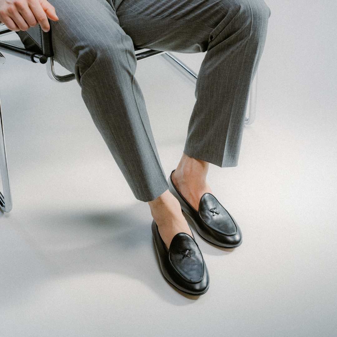 Men's Black Leather Milano Loafer
