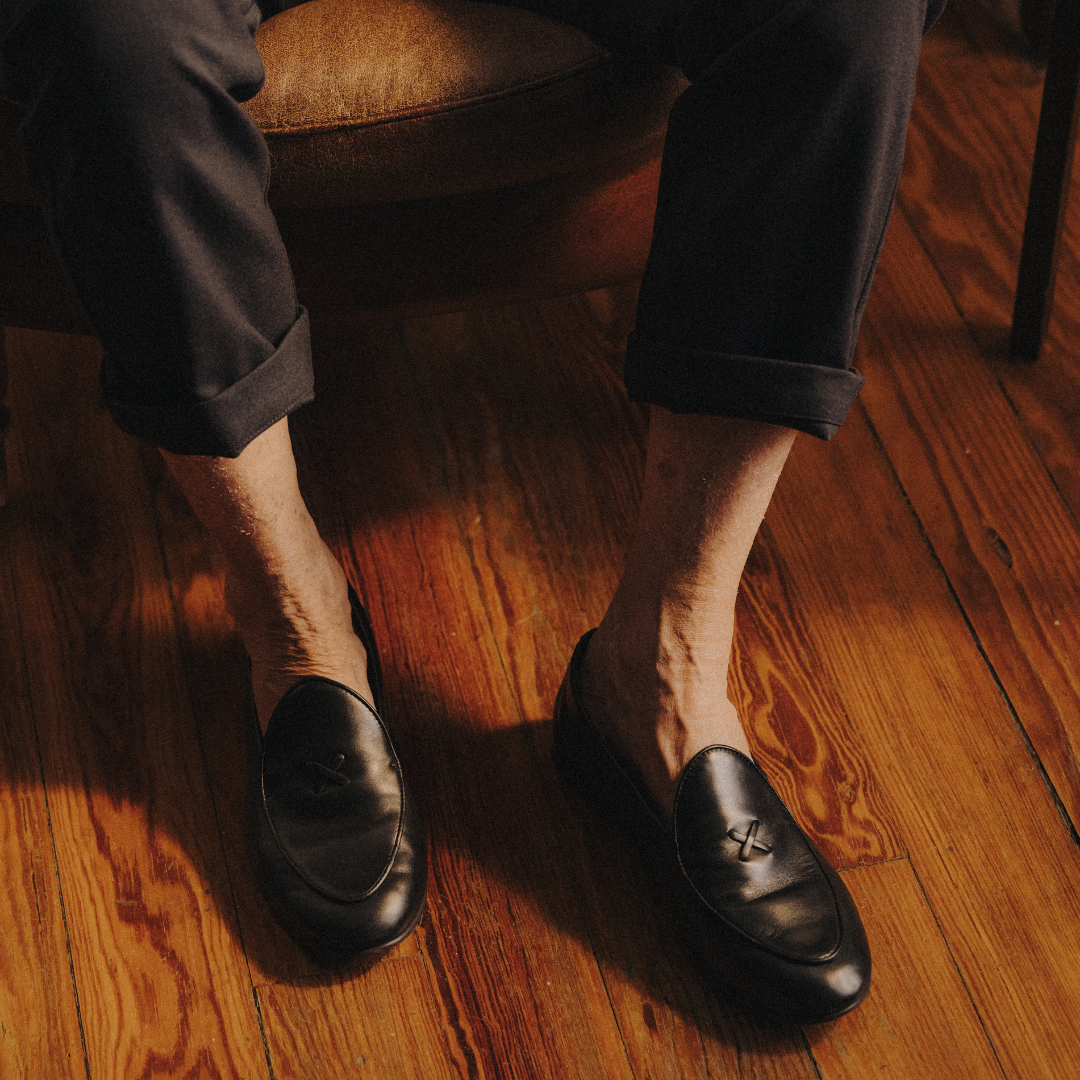 Men's Black Leather Milano Loafer