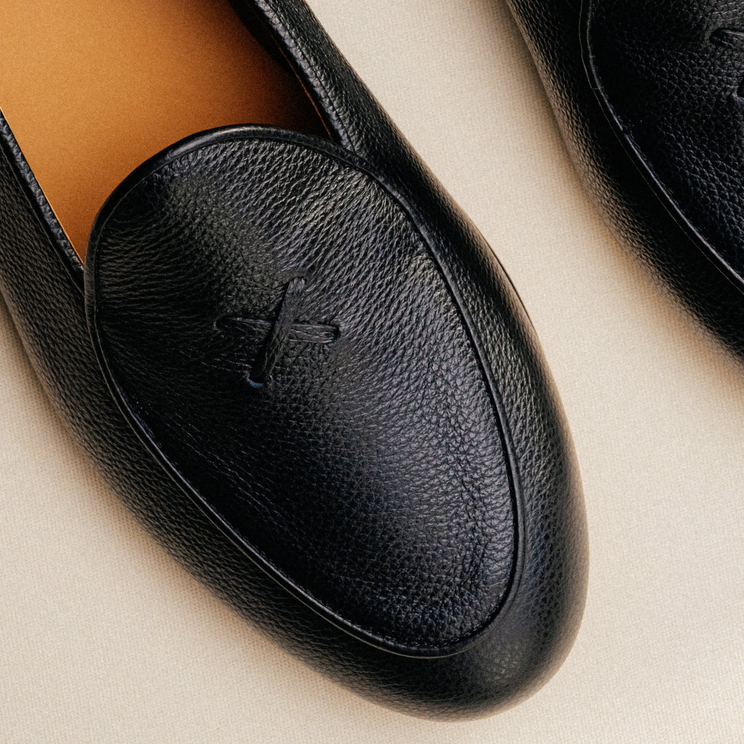 Men's Black Pebbled Leather Milano Loafer
