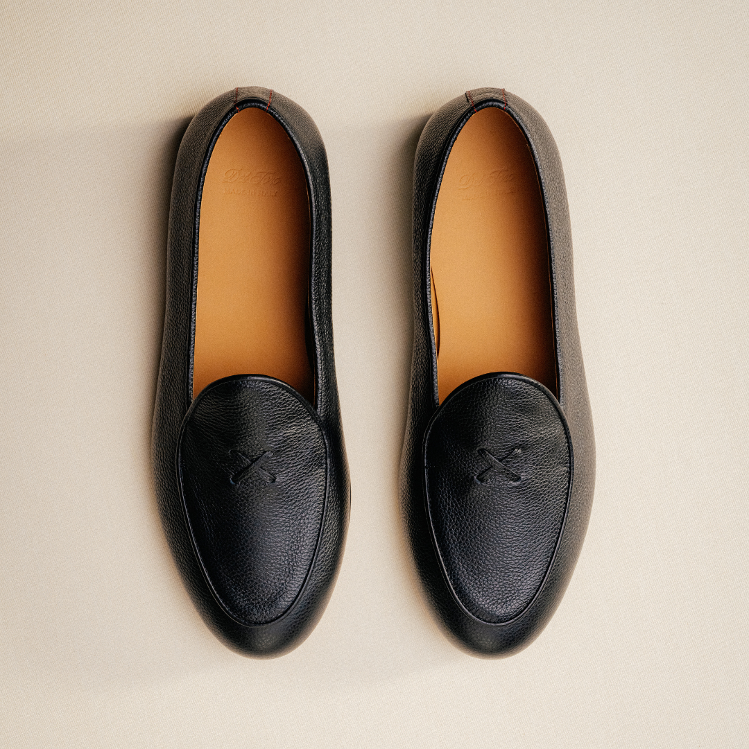 Men's Black Pebbled Leather Milano Loafer