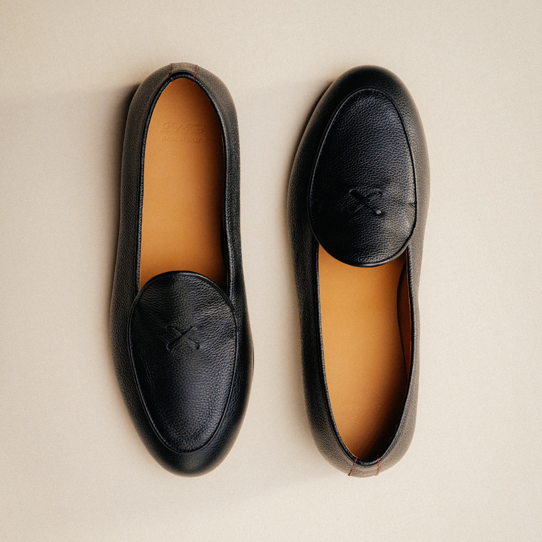 Men's Black Pebbled Leather Milano Loafer