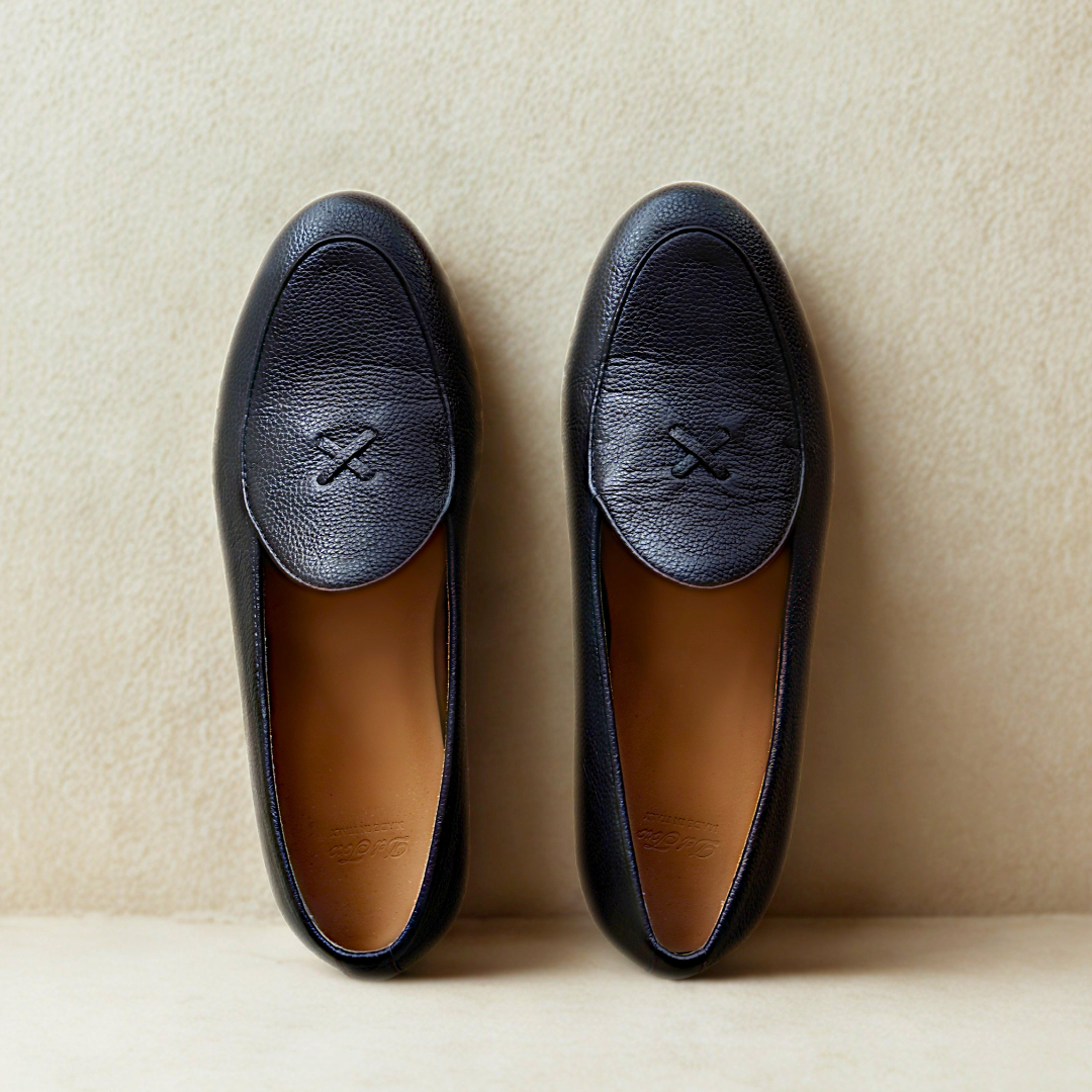 Men's Black Pebbled Leather Milano Loafer