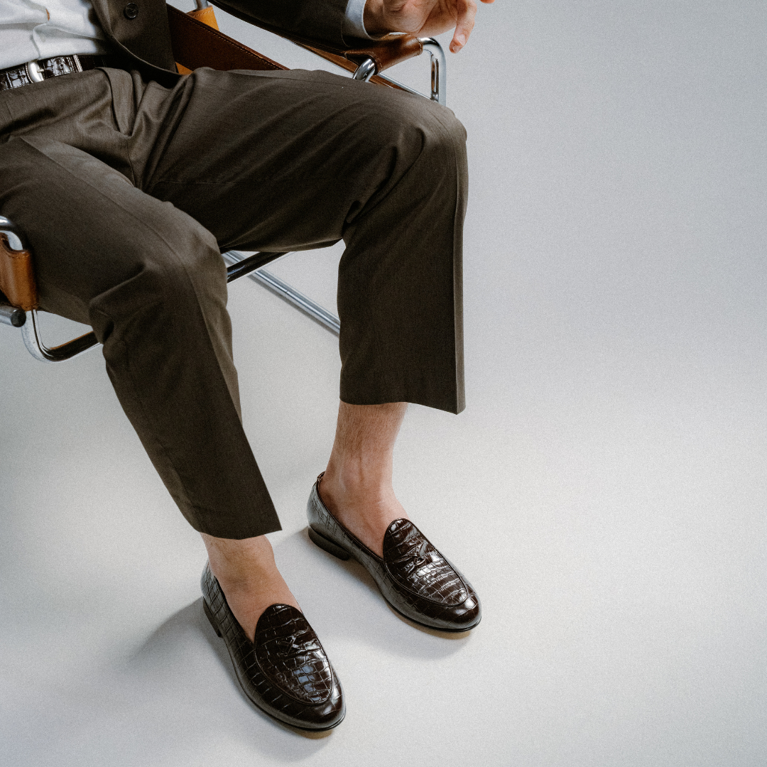 Men's Dark Brown Full Croc Milano Loafer