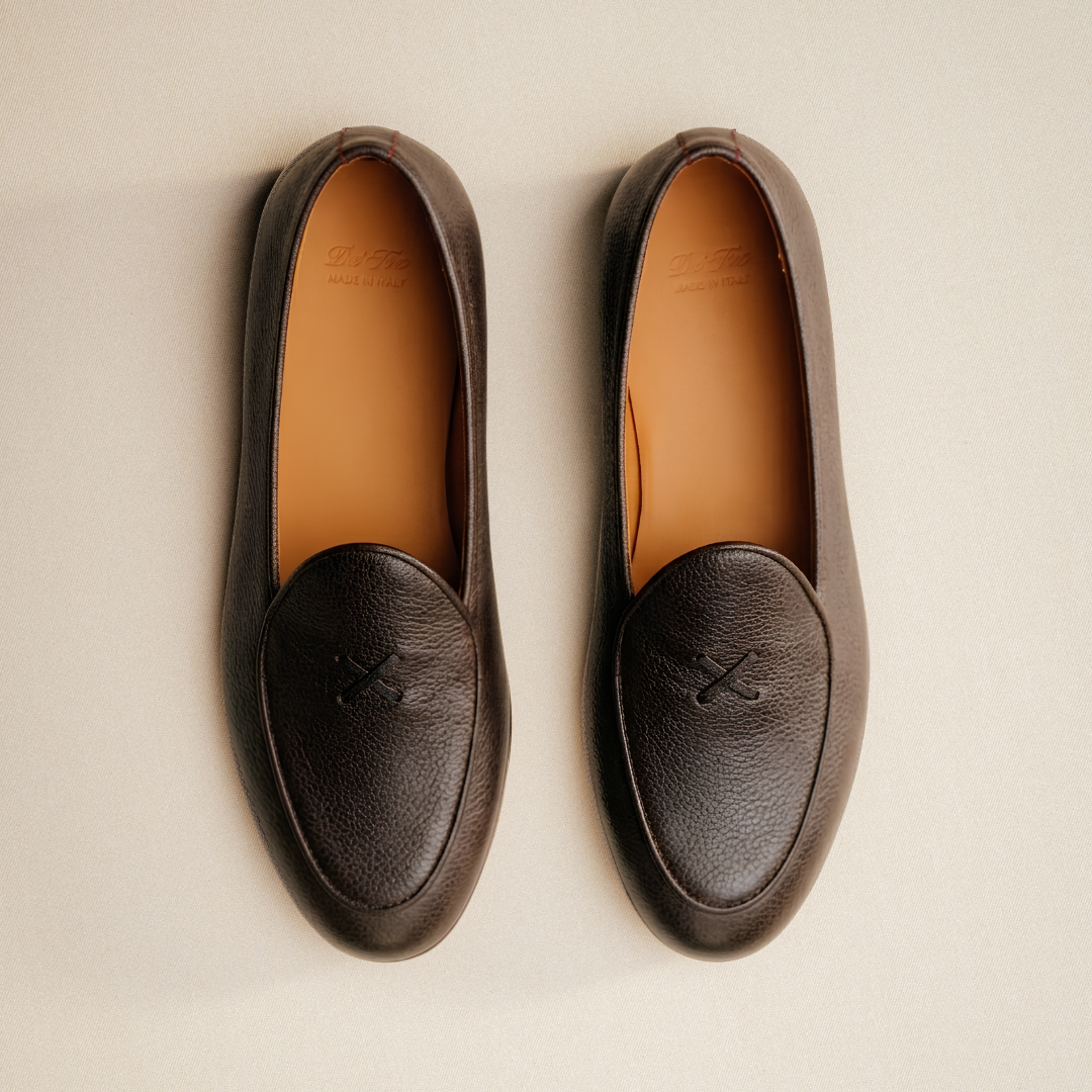 Men's Dark Brown Pebbled Leather Milano Loafer