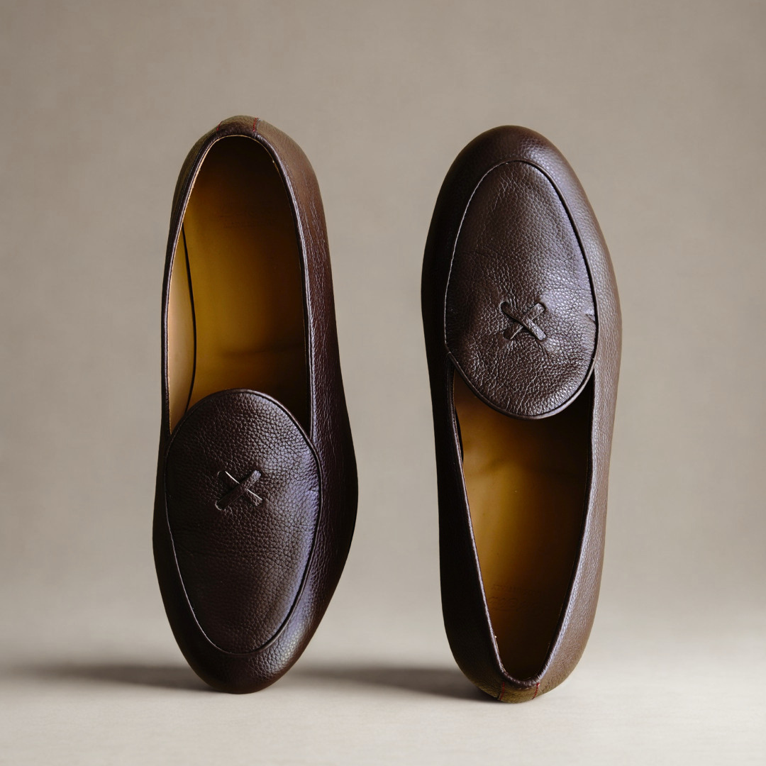 Men's Dark Brown Pebbled Leather Milano Loafer