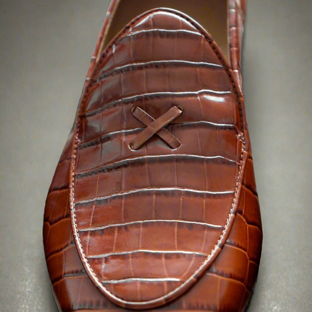 CHACOTT - ＊DellaLo' Milano＊【Dafine】Cacao サイズM Men's Cognac Full Croc Milano Loafer