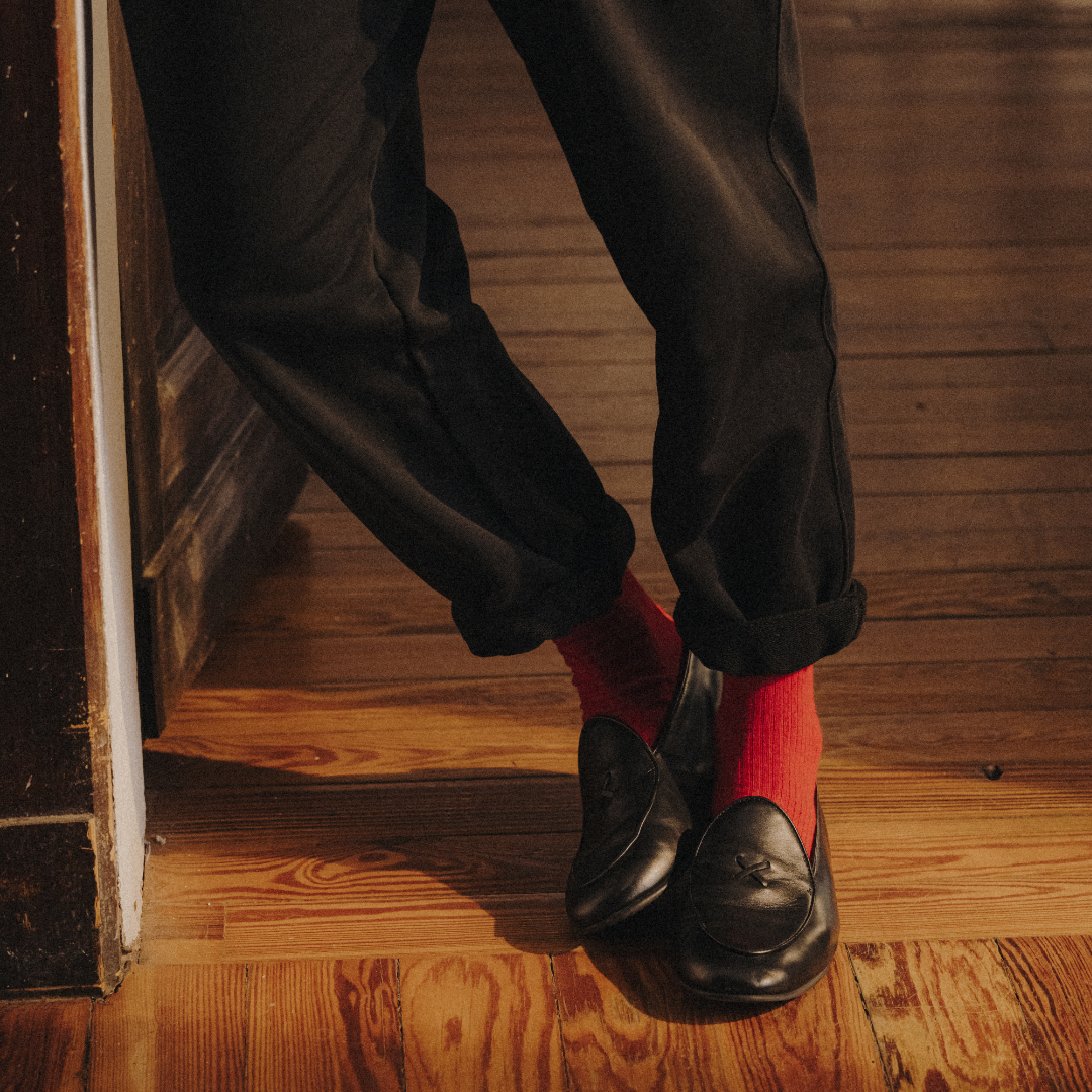 Ribbed Loop Sock - Red