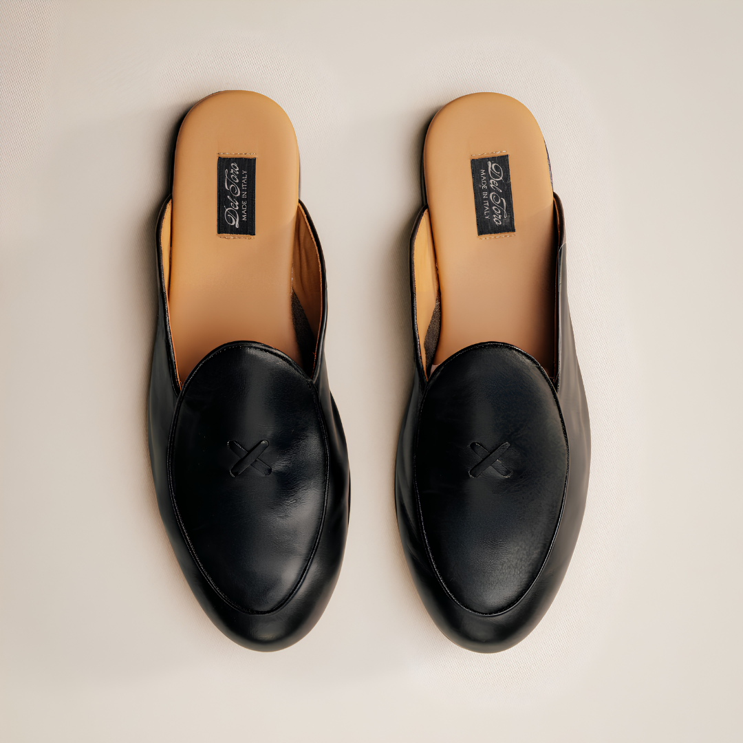 Men's Black Leather Milano Mule