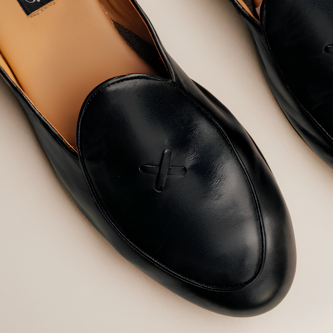 Men's Black Leather Milano Mule