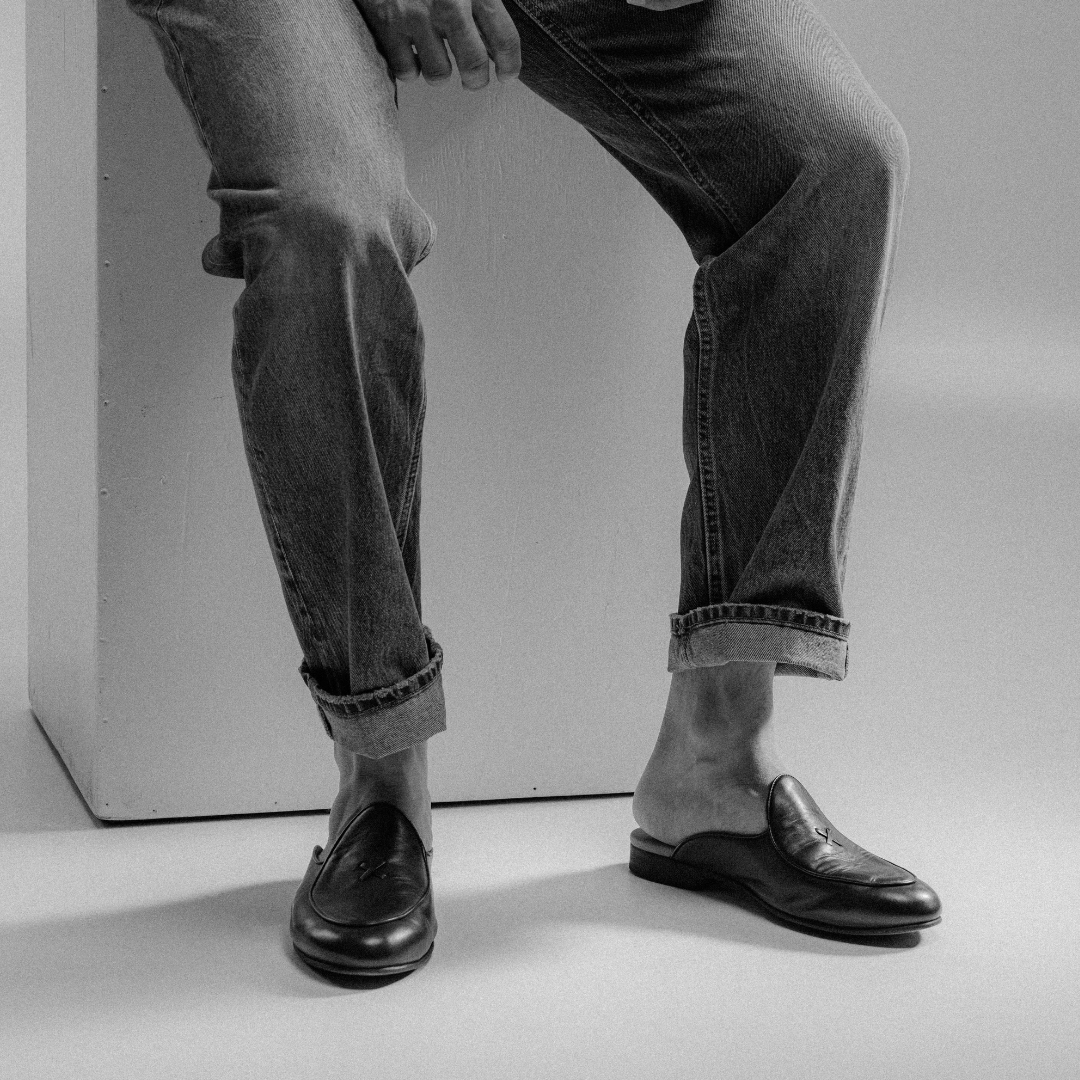 Men's Black Leather Milano Mule