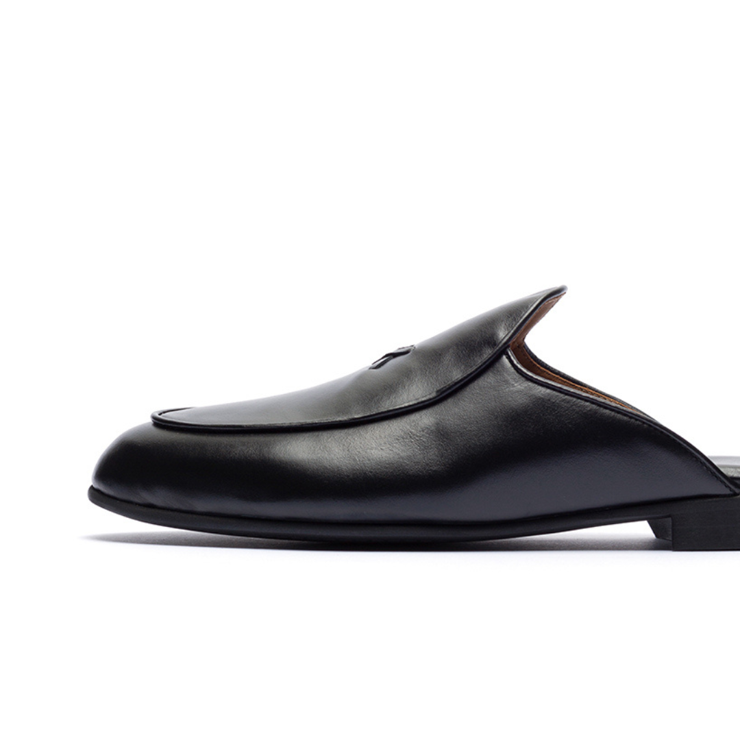 Men's Black Leather Milano Mule