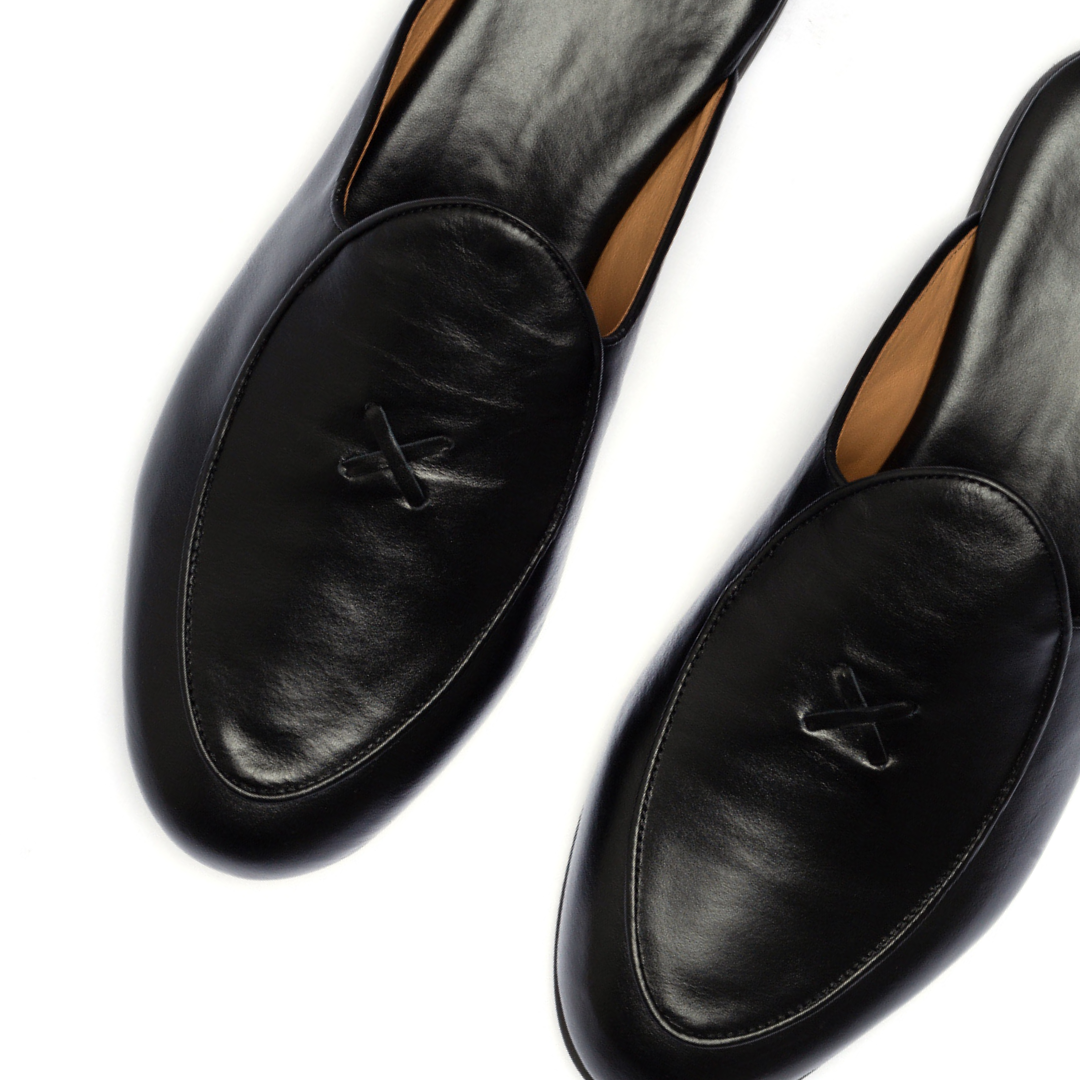 Men's Black Leather Milano Mule