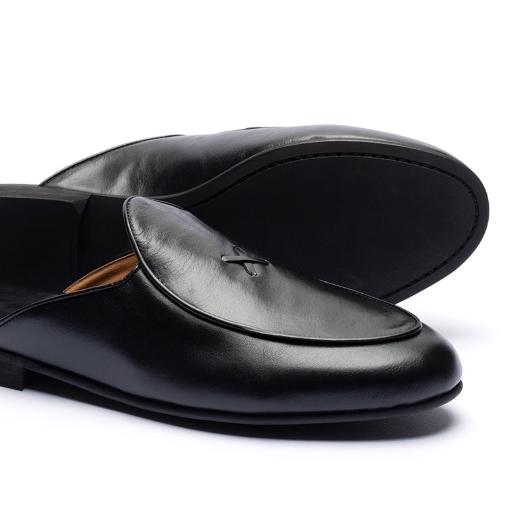 Men's Black Leather Milano Mule
