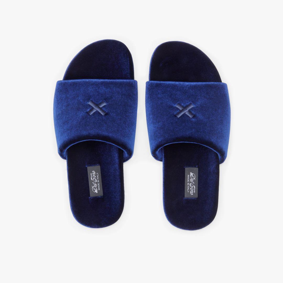 Midnight Navy Velvet House Slide