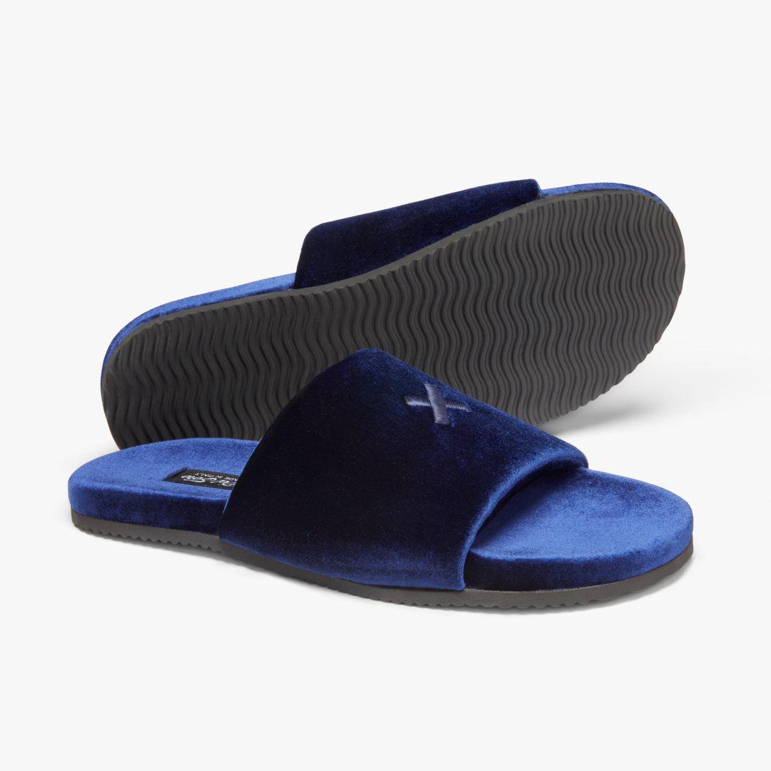 Midnight Navy Velvet House Slide