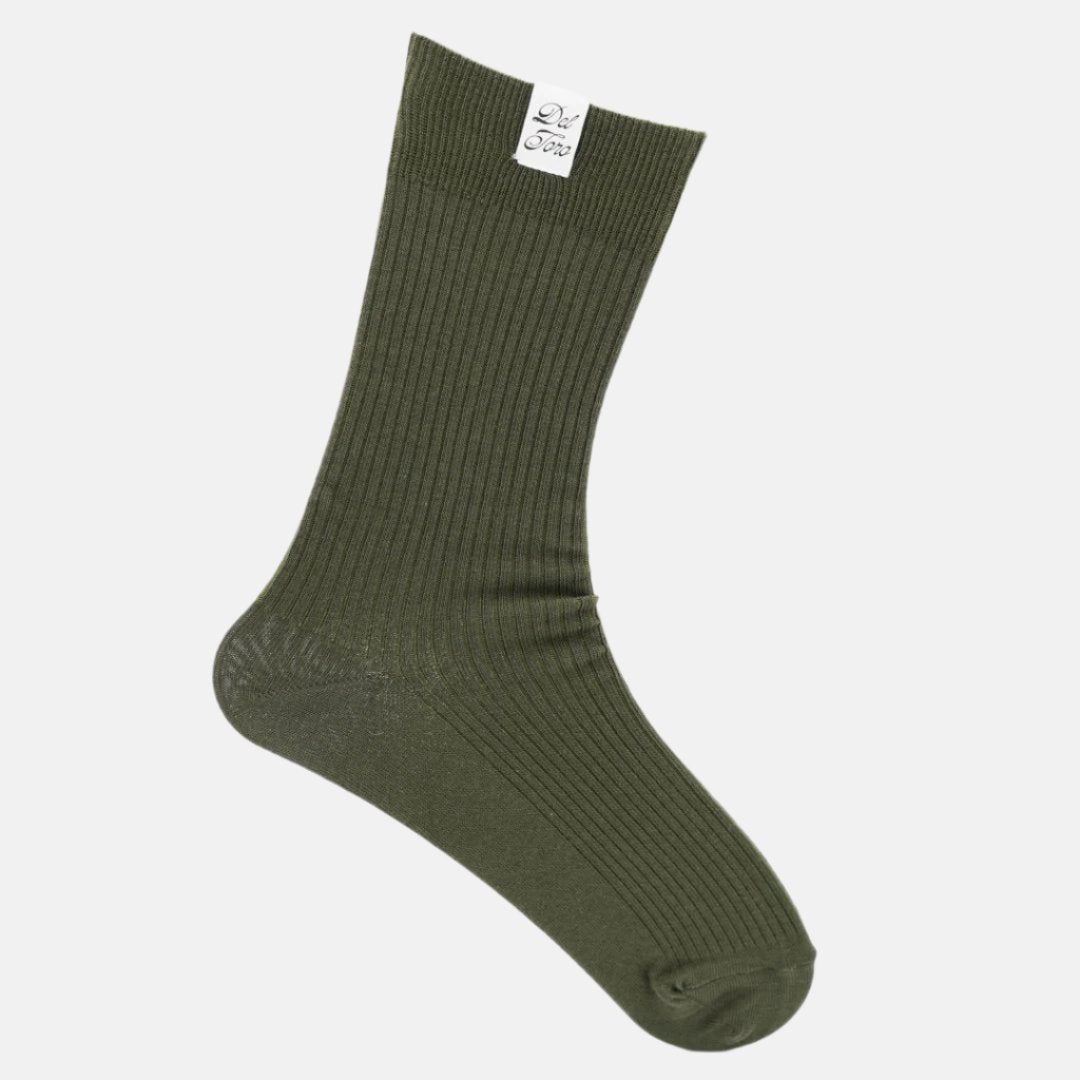 Ribbed Crew Casual Sock - Olive