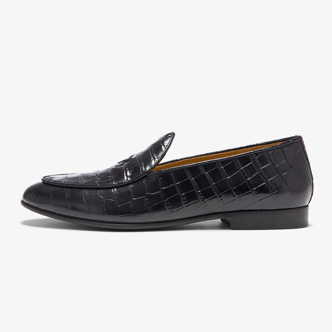 Men's Black Full Croc Milano Loafer