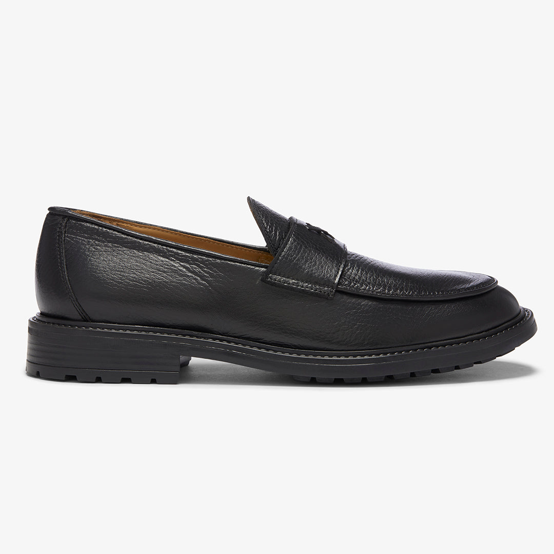 Men's Black Pebbled Leather Lug Centesimo