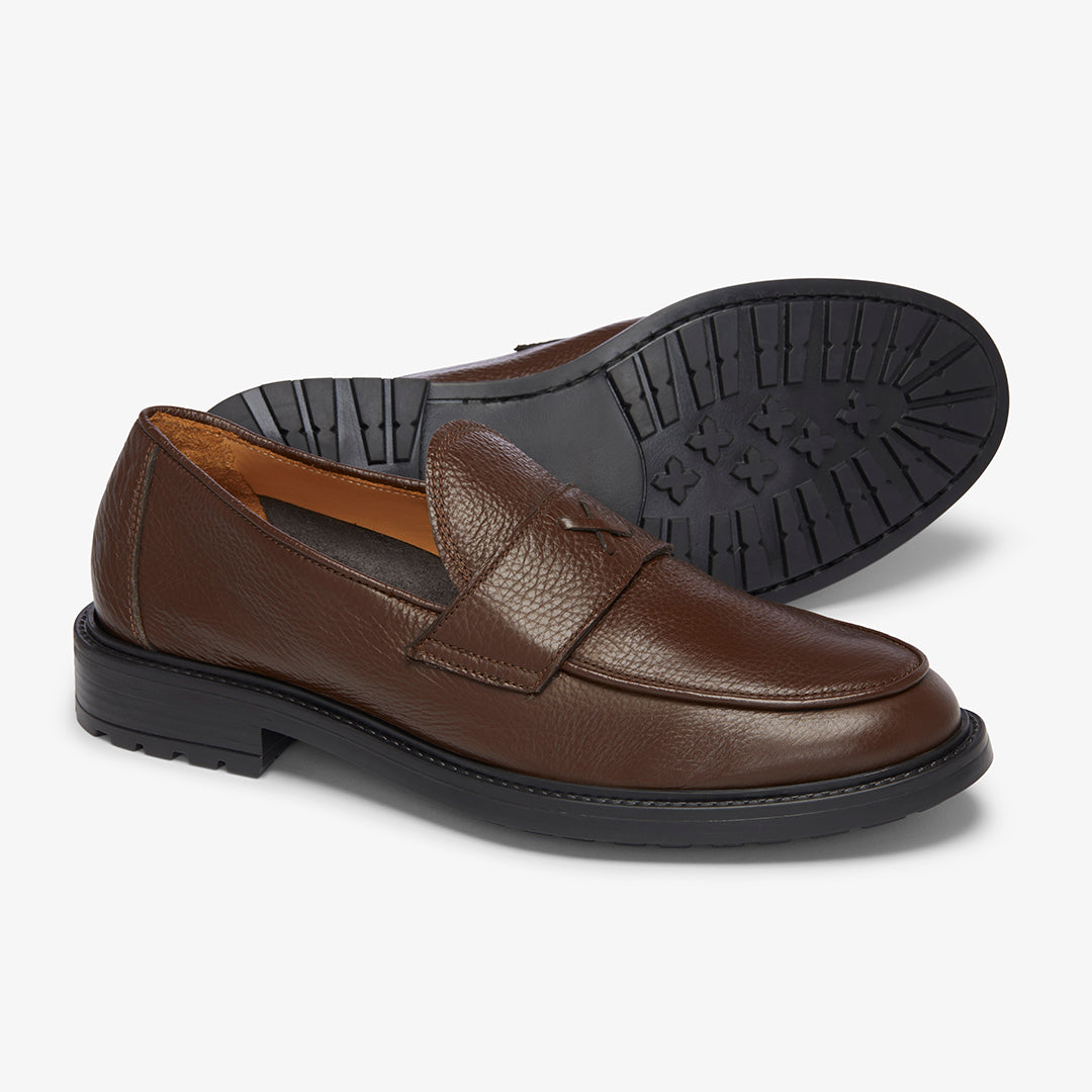 Men's Brown Pebbled Leather Lug Centesimo