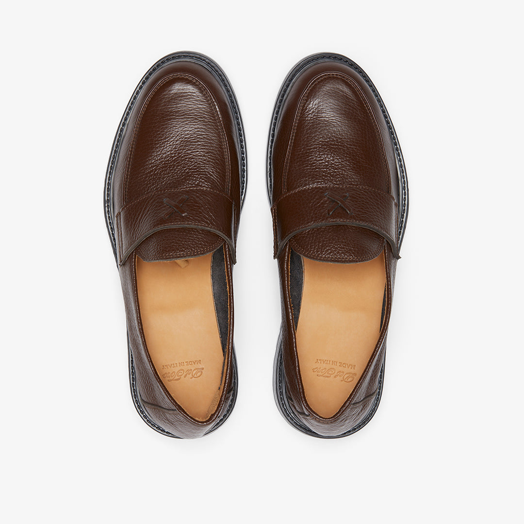 Men's Brown Pebbled Leather Lug Centesimo