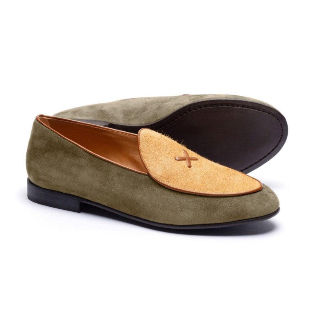 Men's Olive and Textured Tan Milano Loafer - 2nd