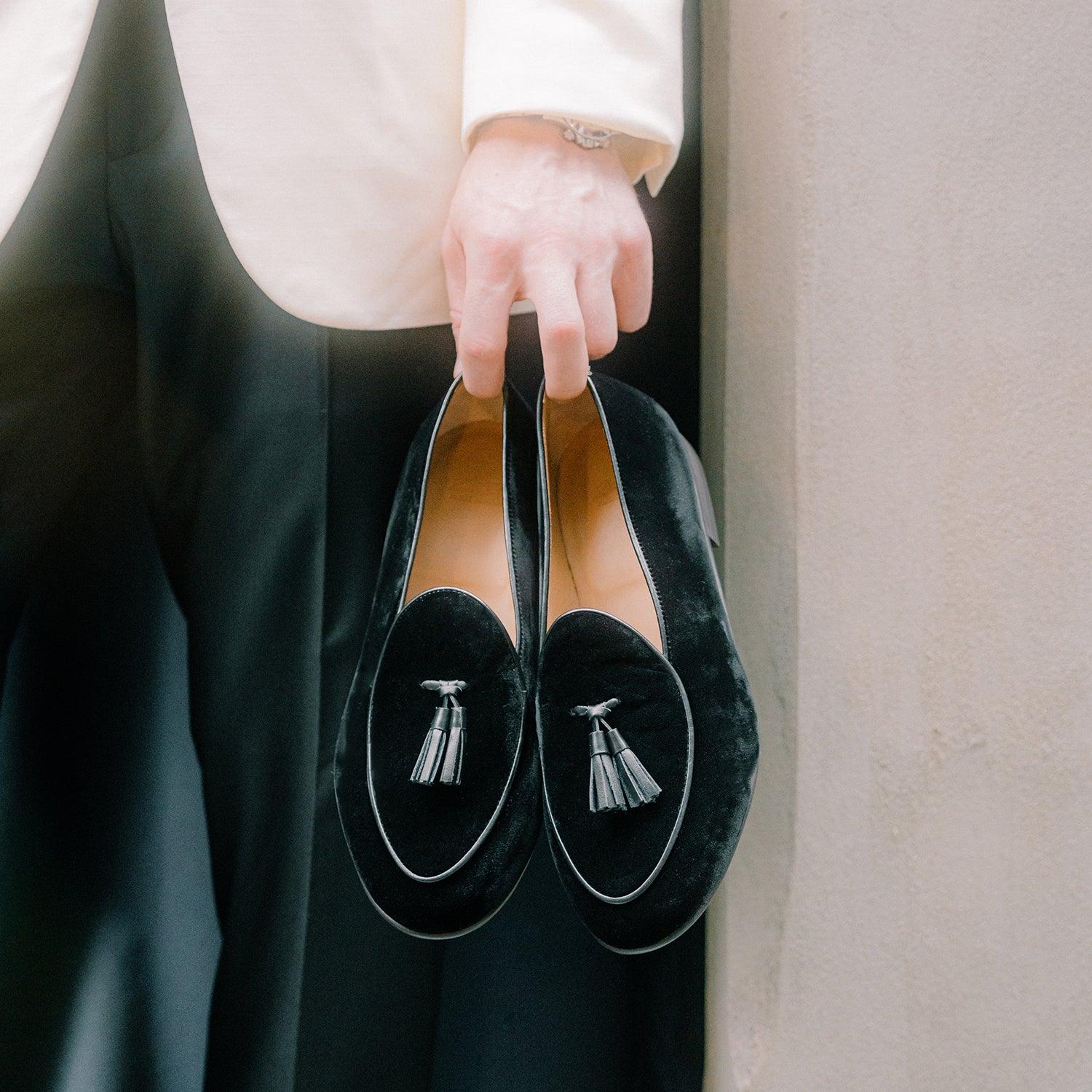 Men's Black Velvet Milano Tassel Loafer