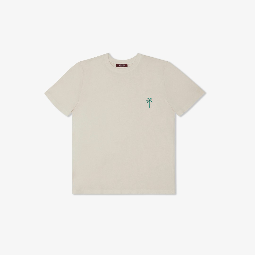 Palm Embroidered Tee - Vintage White